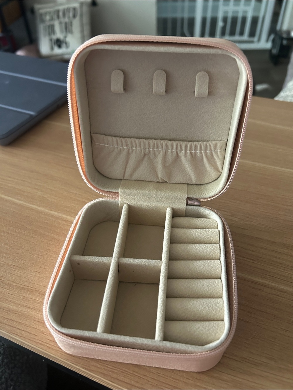 Compact Pink Travel Jewelry Case - Soft Velvet Interior